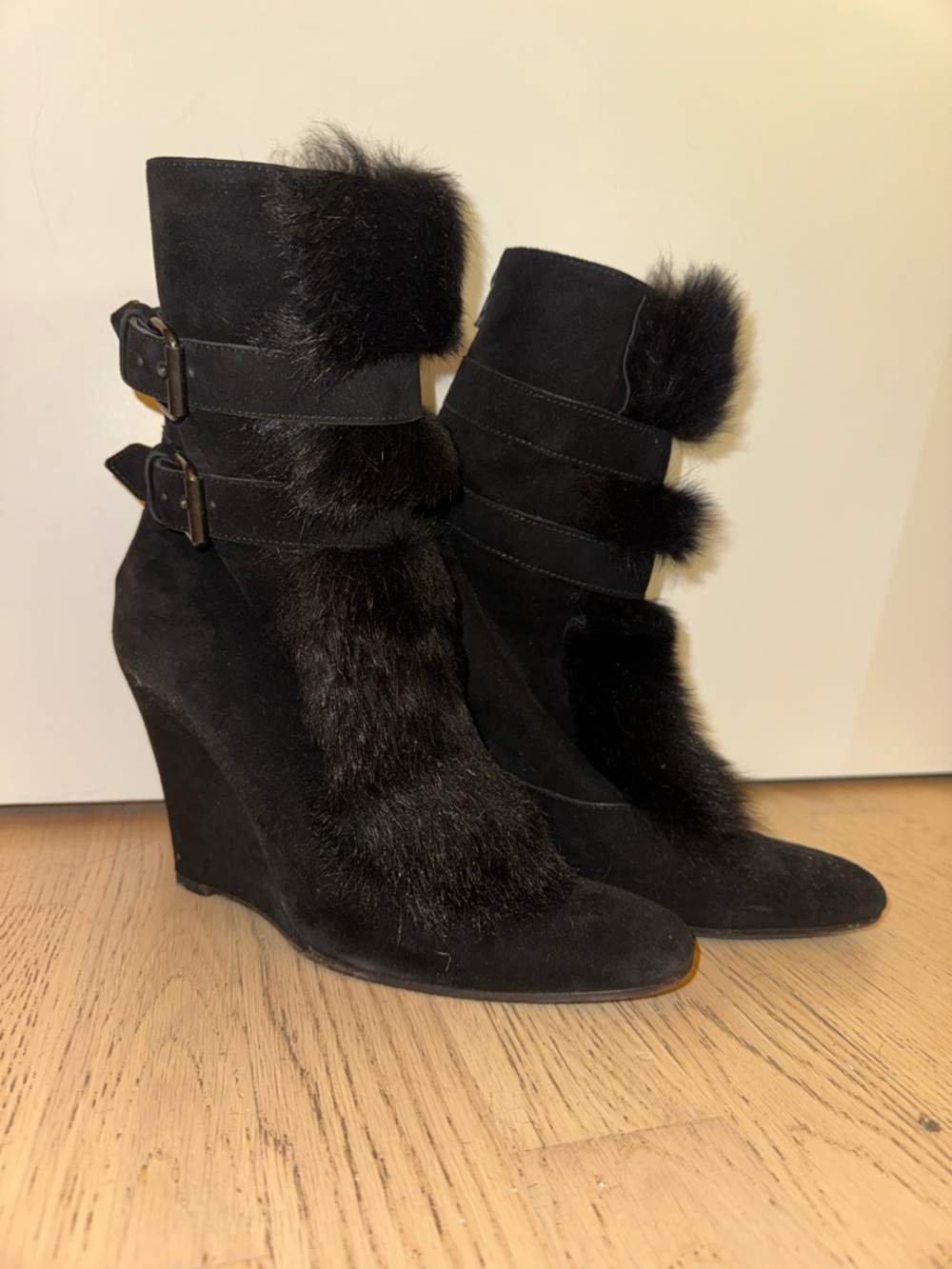 Helmut Lang Vintage A/W 2003 Suede & Fur Wedges - Picture 4 of 7